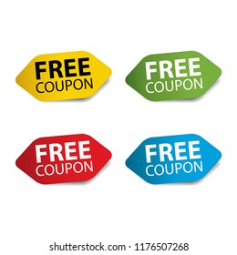 Free coupon Realistic,Sticker and Tag set-vector illustration