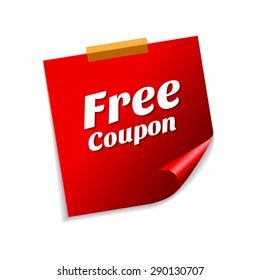 Free Coupon Red Sticky Notes Vector Icon Design