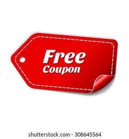 Free Coupon Red Vector Icon Design