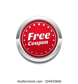 Free Coupon Red Vector Icon Button