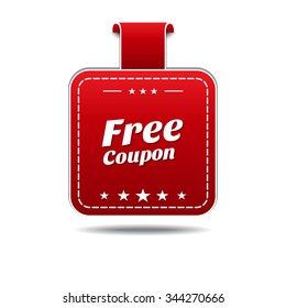 Free Coupon Red Vector Icon Design