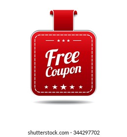 Free Coupon Red Vector Icon Design