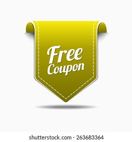Free Coupon Yellow Vector Icon Design