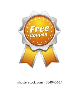 Free Coupon Yellow Vector Icon Design