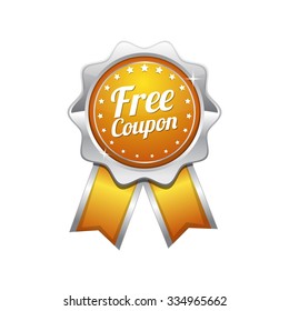 Free Coupon Yellow Vector Icon Design