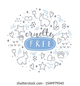 Free cruelty cosmetics concept. Vector illustration. 