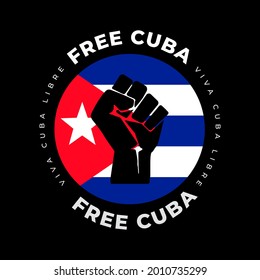 Free Cuba,  sos Cuba, modern creative minimalist banner, design concept, social media post, template with blue and red text on a light background 