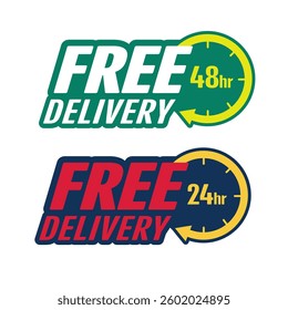 Free Delivery 48hr sticker design vector, free delivery design sticker