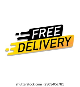 Free delivery advertisement label, Special offer promotion price tag with shadow, Isolated on white background, Vector illustration