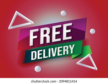 Free delivery all orders tag. Banner red design template for marketing. Special offer promotion or retail. background banner modern graphic design for store shop, online store, website, landing page