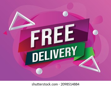 Free delivery all orders tag. Banner design template for marketing. Special offer promotion or retail. background banner modern graphic design for store shop, online store, website, landing page