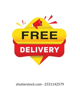Free delivery announcement banner Promotion symbol marketing poster on white background. Vector flat template isolated.