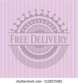 Free Delivery badge with pink background