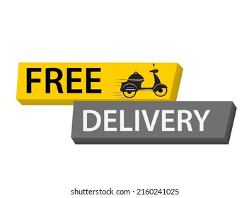 Free delivery. Badge with scooter. Vector stock illustrtaion.eps10