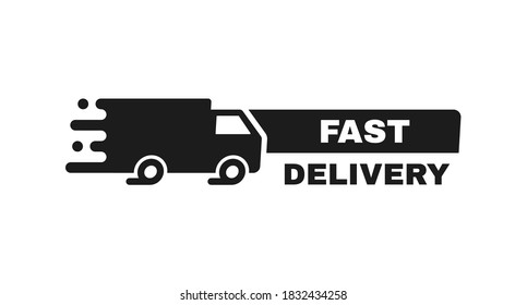 Free delivery badge with truck. Banner template design for shipping, delivery and moving company. Modern vector illustration.