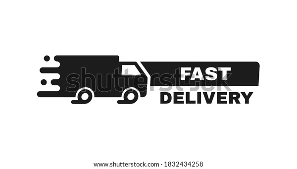 Free delivery badge with truck. Banner\
template design for shipping, delivery and moving company. Modern\
vector illustration.