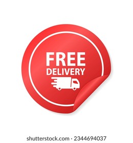 Free delivery. Badge with truck. Label. Free Delivery Stickers. Vector illustration