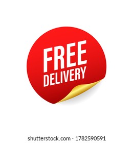 Free delivery. Badge with truck. Vector stock illustrtaion.