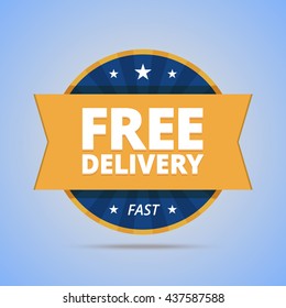 Free delivery badge. Vector illustration in flat style.