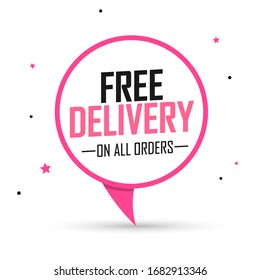 Entrega gratuita, plantilla de diseño de banner, etiqueta de venta en todos los pedidos, ilustración vectorial