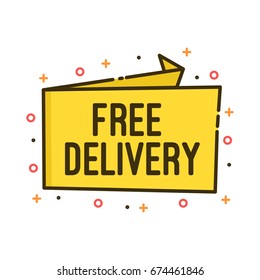 Free delivery banner isolated in white space