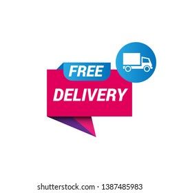 free delivery banner. label with truck icon. tag,sticker. flat design