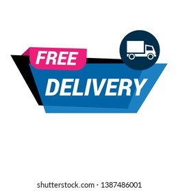 free delivery banner. label with truck icon. tag,sticker. flat design