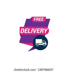 free delivery banner. label with truck icon. tag,sticker. flat design