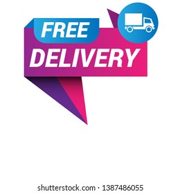 free delivery banner. label with truck icon. tag,sticker. flat design
