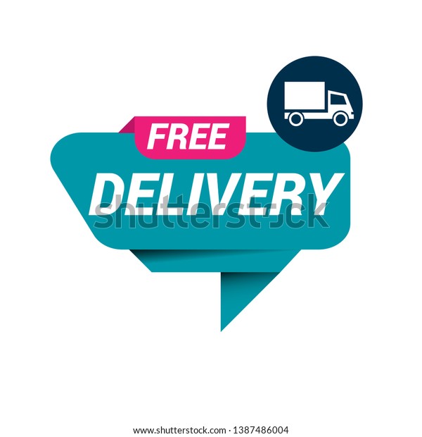 free delivery banner. label with truck icon.\
tag,sticker. flat design