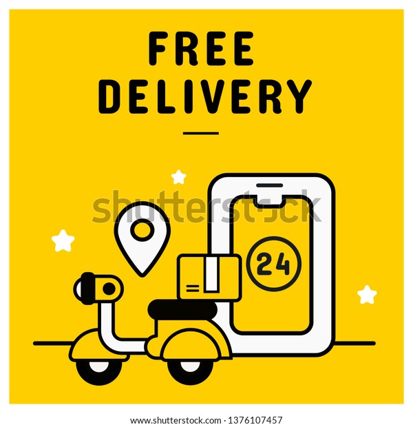 Free delivery banner from online shopping concept.\
Vector illustration \
