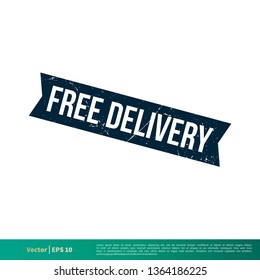 Free Delivery Banner Stamp Vector Template Illustration Design. Vector EPS 10.