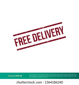 Free Delivery Banner Stamp Vector Template Illustration Design. Vector EPS 10.