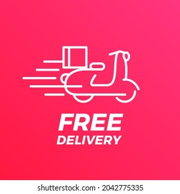 Free Delivery Bike Scooter Flat Vector Icon