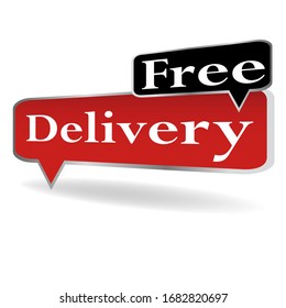 free delivery in black and red on a white background