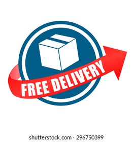 Free delivery blue badge with box and arrow