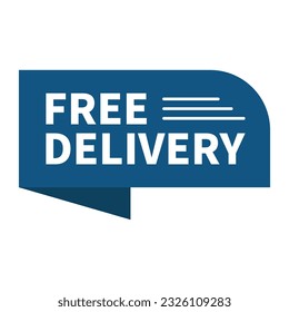 Free Delivery In Blue Color And Rectangle Ribbon Shape With White Line For Advertising
