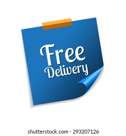 Free Delivery Blue Sticky Notes Vector Icon Design
