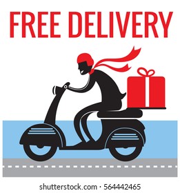 Free delivery Boy Ride Motorcycle Service, creative delivery concept