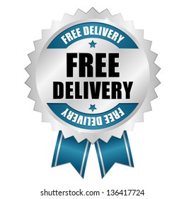 Free delivery button blue