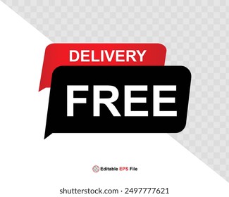 Free delivery button design for banner, sale, promotion, logo, icon, label, sticker, tag, symbol, stamp, etc. Vector Illustration