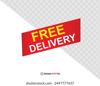 Free delivery button design for banner, sale, promotion, logo, icon, label, sticker, tag, symbol, stamp, etc. Vector Illustration