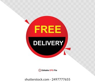 Free delivery button design for banner, sale, promotion, logo, icon, label, sticker, tag, symbol, stamp, etc. Vector Illustration