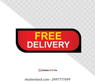 Free delivery button design for banner, sale, promotion, logo, icon, label, sticker, tag, symbol, stamp, etc. Vector Illustration