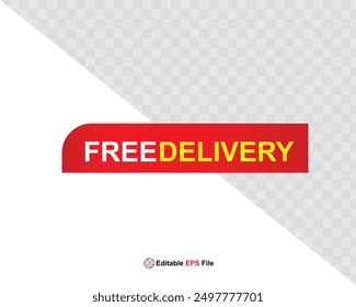 Free delivery button design for banner, sale, promotion, logo, icon, label, sticker, tag, symbol, stamp, etc. Vector Illustration
