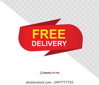 Free delivery button design for banner, sale, promotion, logo, icon, label, sticker, tag, symbol, stamp, etc. Vector Illustration