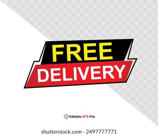 Free delivery button design for banner, sale, promotion, logo, icon, label, sticker, tag, symbol, stamp, etc. Vector Illustration