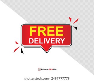 Diseño de Botón de entrega gratuita para Anuncio, venta, promoción, logotipo, icono, etiqueta, etiqueta, etiqueta, símbolo, sello, etc. Ilustración vectorial