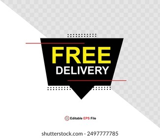 Diseño de Botón de entrega gratuita para Anuncio, venta, promoción, logotipo, icono, etiqueta, etiqueta, etiqueta, símbolo, sello, etc. Ilustración vectorial
