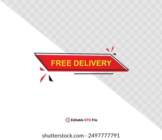 Diseño de Botón de entrega gratuita para Anuncio, venta, promoción, logotipo, icono, etiqueta, etiqueta, etiqueta, símbolo, sello, etc. Ilustración vectorial